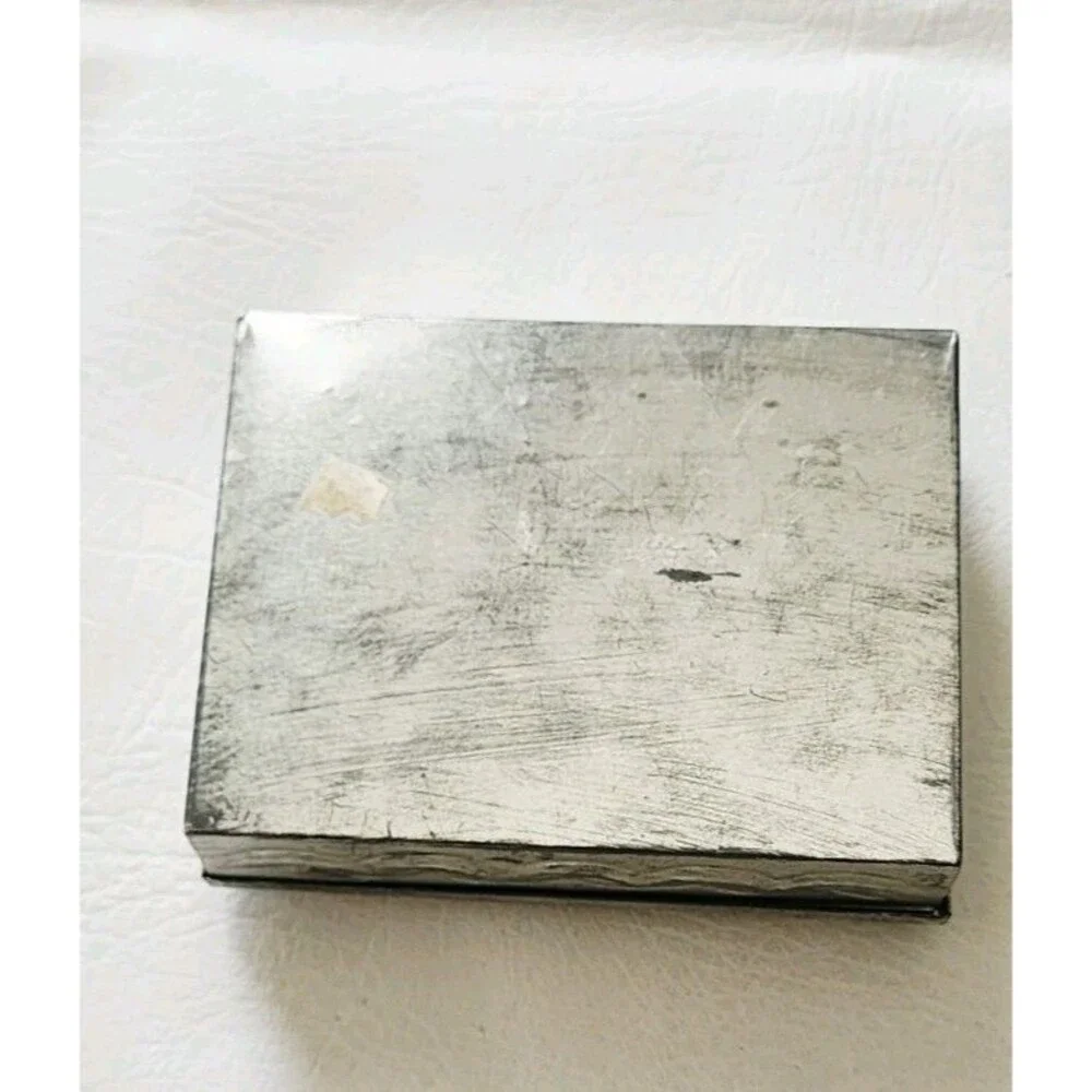 Vintage Celestial Moon Sun Pottery Aluminum Jewelry Trinket Box RARE
